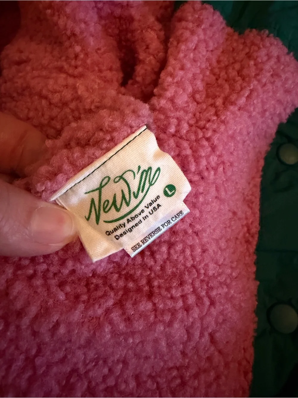 Pink Sherpa Jacket with Green Trim - Picture 3 of 3